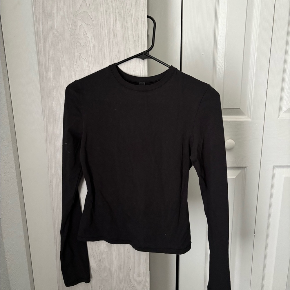 SKIMS Cotton Jersey Long Sleeve Tee - Soot - M - NWT